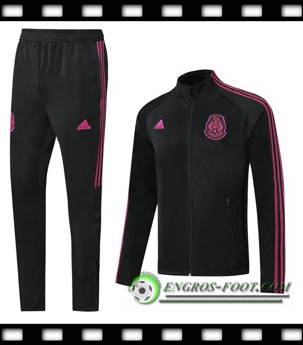 Ensemble Survetement de Foot - Veste Mexique Noir Rose 2019/2020