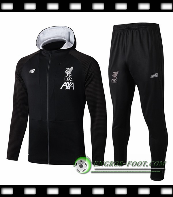 Ensemble Veste A Capuche Survetement Foot FC Liverpool Noir 2019/2020