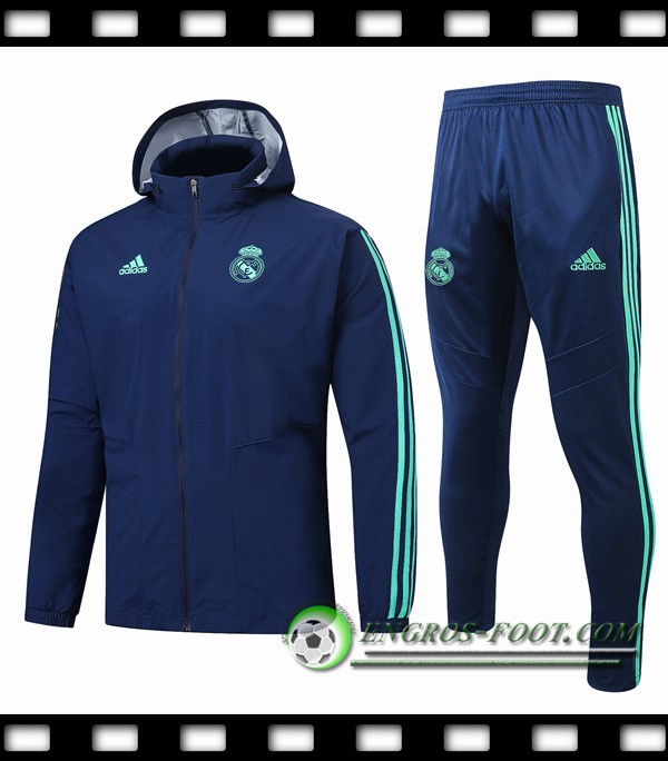 Ensemble Coupe-Vent Survetement Foot Real Madrid Bleu Saphir 2019/2020