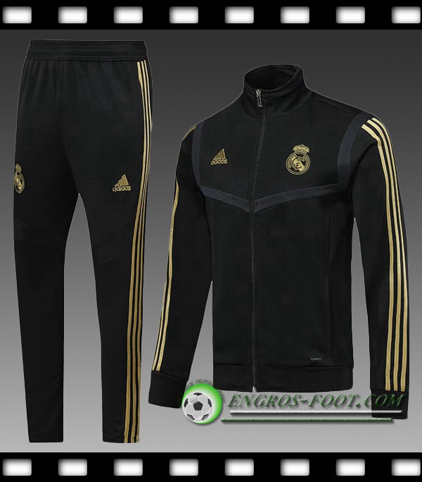 Engros-foot: Ensemble Survetement de foot - Veste Real Madrid Enfant Noir 2019/2020 Thailande