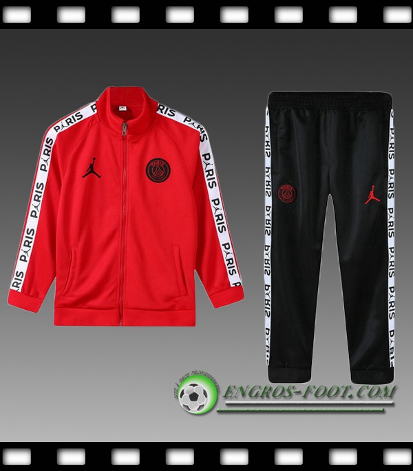 Engros-foot: Ensemble Survetement de foot - Veste PSG Jordan Enfant Rouge 2019/2020 Thailande