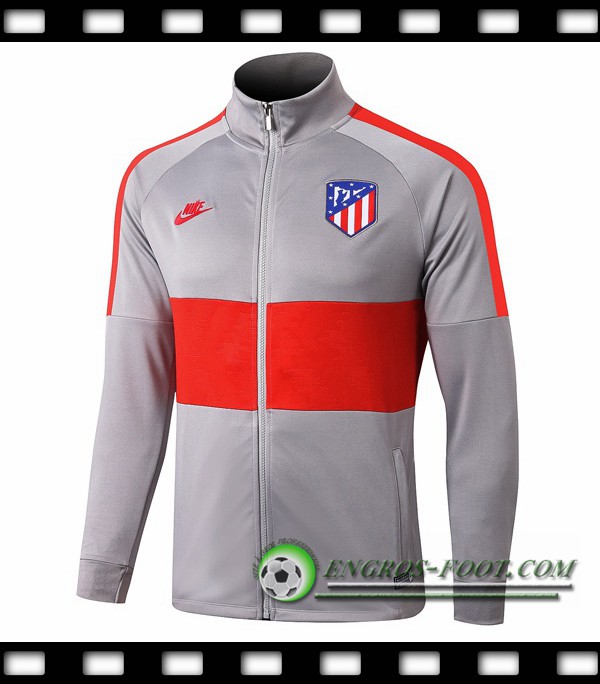 Engros-foot: Nouveaux Veste Foot Atletico Madrid Rouge Gris Clair 2019/2020 Thailande