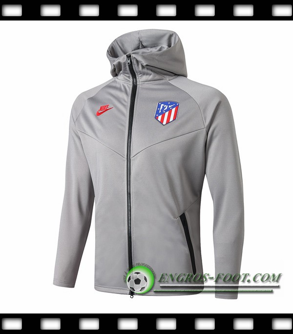 Engros-foot: Nouveaux Veste A Capuche Atletico Madrid Gris Clair 2019/2020 Thailande