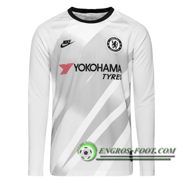 Maillot de Foot FC Chelsea Gardien de but Manche longue Blanc 2019/2020