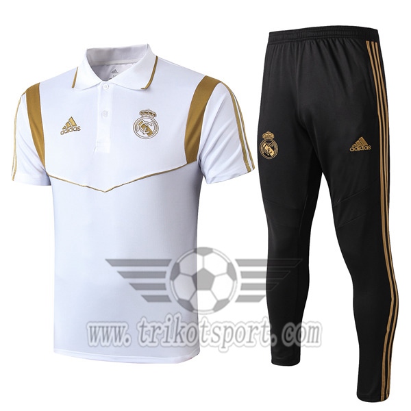 Ensemble Polo Real Madrid + Pantalon Blanc/Jaune 2019/2020