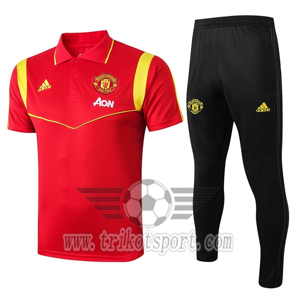 Ensemble Polo Manchester United + Pantalon Rouge 2019/2020