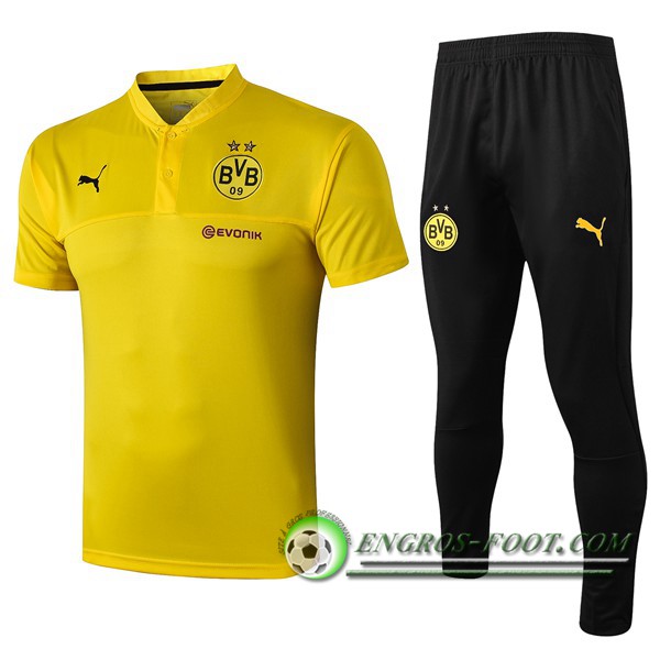 Engros-foot: Ensemble Polo Dortmund BVB + Pantalon Jaune 2019/2020 Thailande