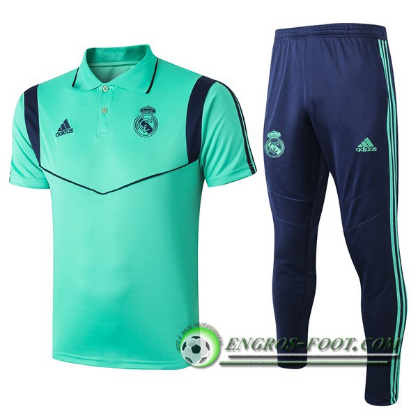 Engros-foot: Ensemble Polo Real Madrid + Pantalon Vert 2019/2020 Thailande