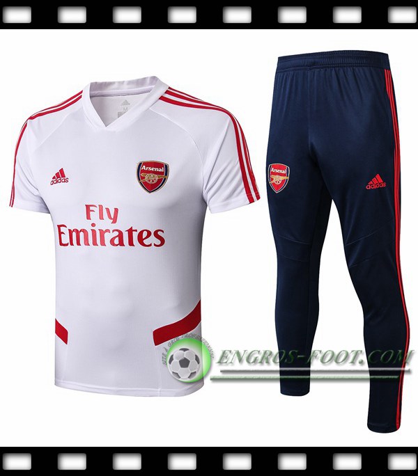 Ensemble Training T-Shirts Arsenal + Pantalon Blanc 2019/2020