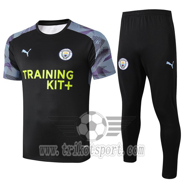 Ensemble Training T-Shirts Manchester City + Pantalon Noir 2019/2020