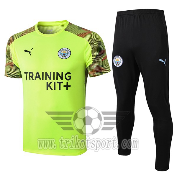 Ensemble Training T-Shirts Manchester City + Pantalon Vert 2019/2020