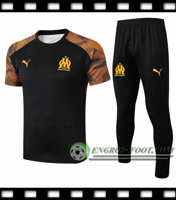 Ensemble Training T-Shirts Marseille OM + Pantalon Noir 2019/2020