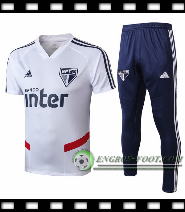 Ensemble Training T-Shirts Sao Paulo FC + Pantalon Blanc 2019/2020