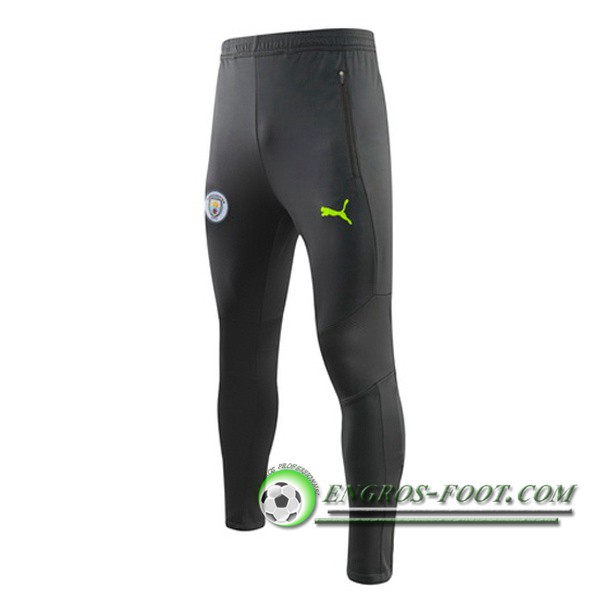 Training Pantalon Foot Manchester City Noir Vert Fluo LOGO 2019/2020