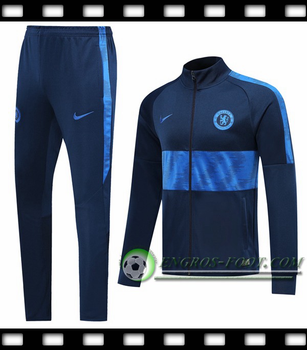 Ensemble Survetement de Foot - Veste FC Chelsea Bleu Fonce 2019/2020