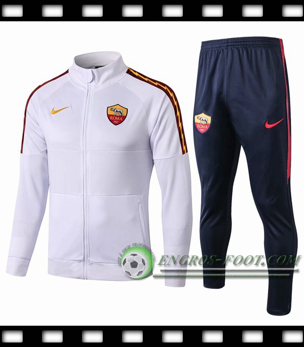 Ensemble Survetement de Foot - Veste AS Roma Blanc 2019/2020