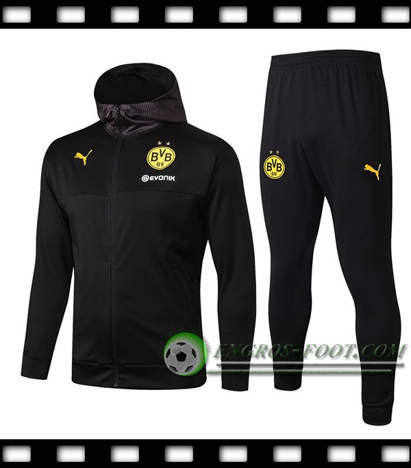 Veste A Capuche Survetement Foot Dortmund BVB Noir 2019/2020