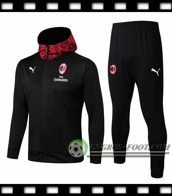 Veste A Capuche Survetement Foot Milan AC Noir 2019/2020