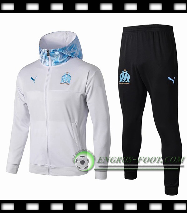 Veste A Capuche Survetement Foot Marseille OM Blanc 2019/2020