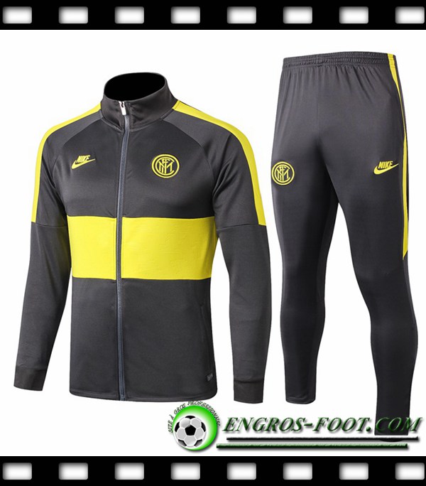 Ensemble Survetement de Foot - Veste Inter Milan Gris/Jaune 2019/2020