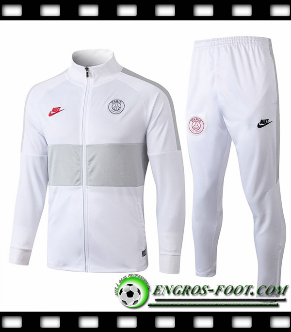 Ensemble Survetement de Foot - Veste PSG NIKE Blanc 2019/2020