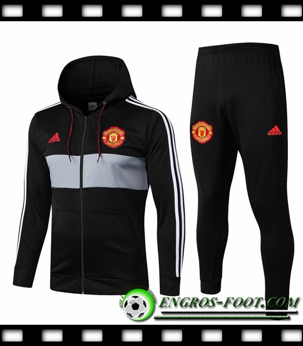 Veste A Capuche Survetement Foot Manchester United Noir/Gris 2019/2020