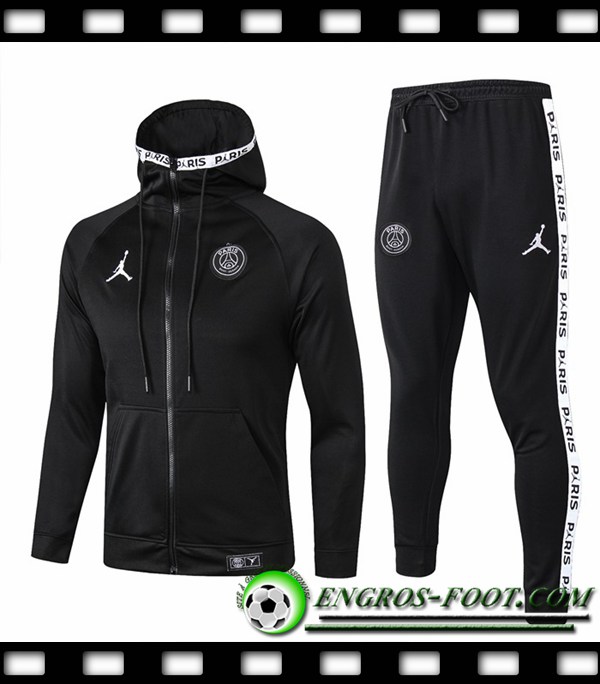 Veste A Capuche Survetement Foot PSG Jordan Noir 2019/2020