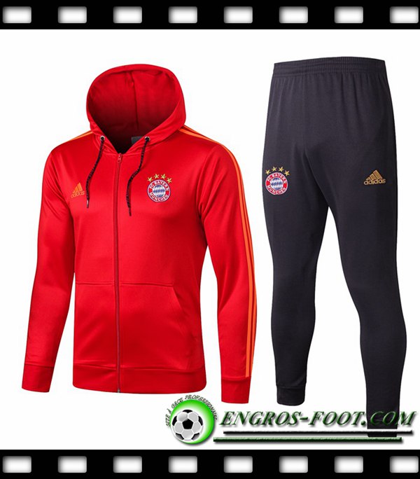 Veste A Capuche Survetement Foot Bayern Munich Rouge 2019/2020