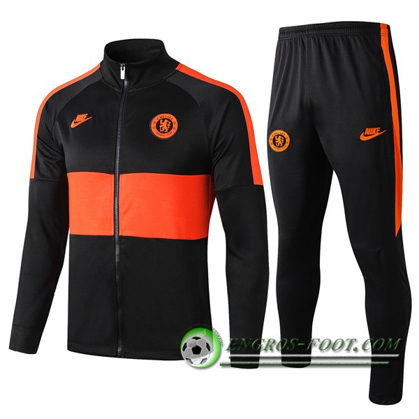 Ensemble Survetement de Foot - Veste FC Chelsea Noir/Orange 2019/2020