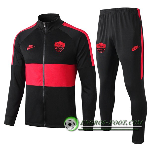 Ensemble Survetement de Foot - Veste AS Roma Noir/Rouge 2019/2020