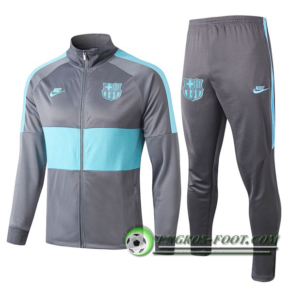 Ensemble Survetement de Foot - Veste FC Barcelone Vert/Gris Clair 2019/2020