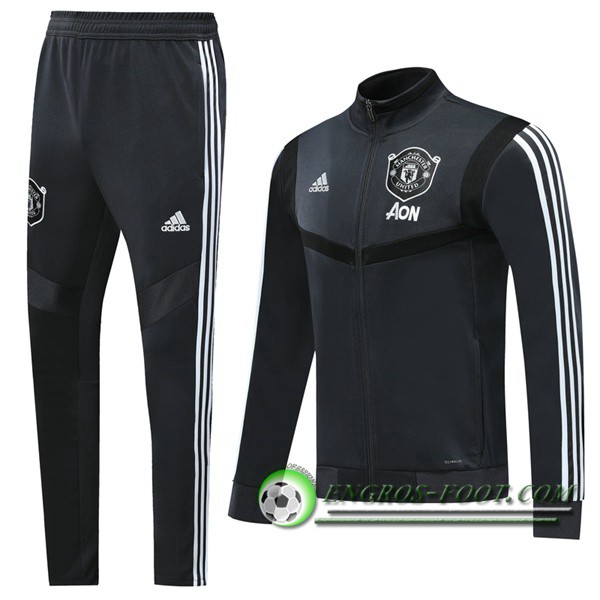 Ensemble Survetement de Foot - Veste Manchester United Gris Fonce 2019/2020