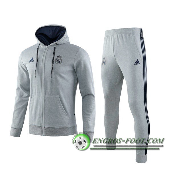 Veste A Capuche Survetement Foot Real Madrid Gris 2019/2020