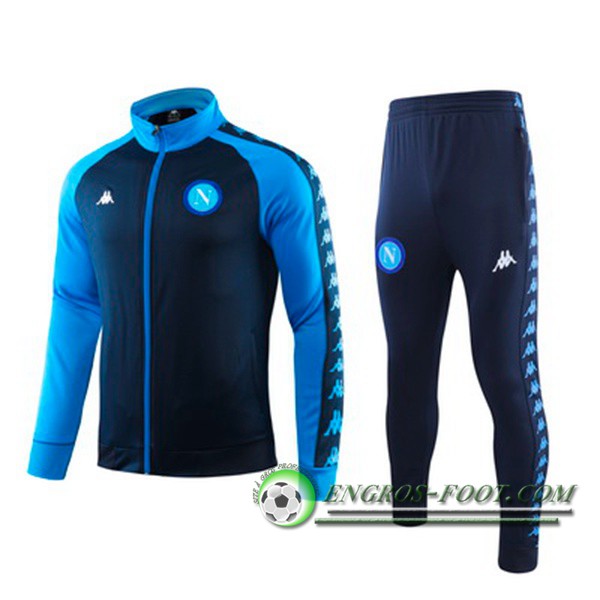 Ensemble Survetement de Foot - Veste SSC Naples Bleu Col haut 2019/2020