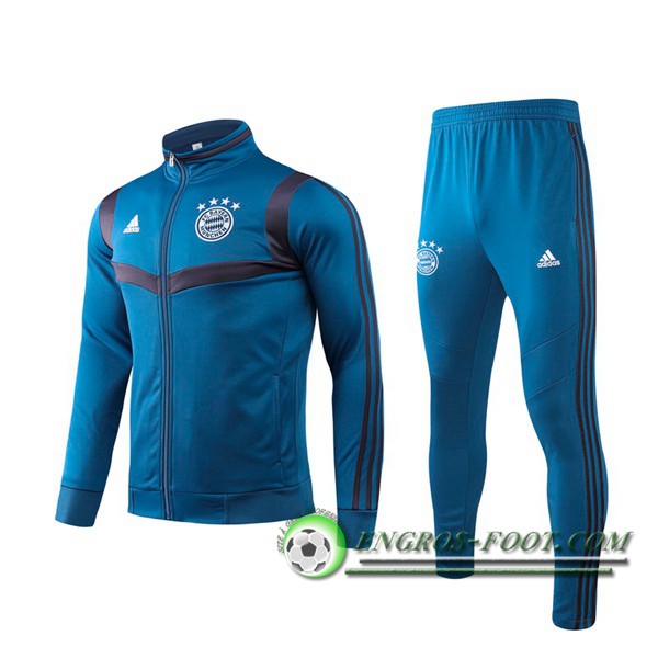 Ensemble Survetement de Foot - Veste Bayern Munich Bleu Royal Col haut 2019/2020