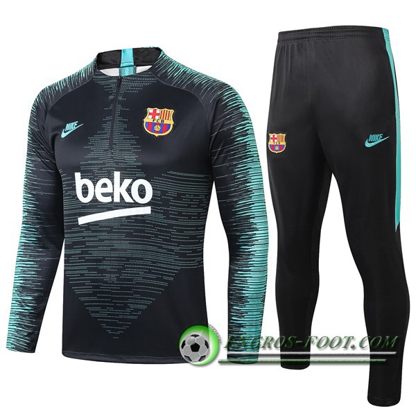 Engros-foot: Ensemble Survetement de Foot FC Barcelone Beko Noir Vert 2019/2020 Thailande