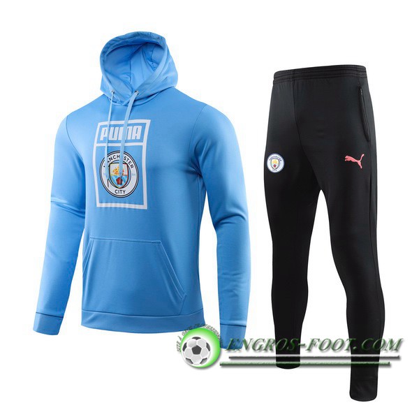 Engros-foot: Ensemble Capuche Survetement Foot Manchester City Bleu 2019/2020 Thailande