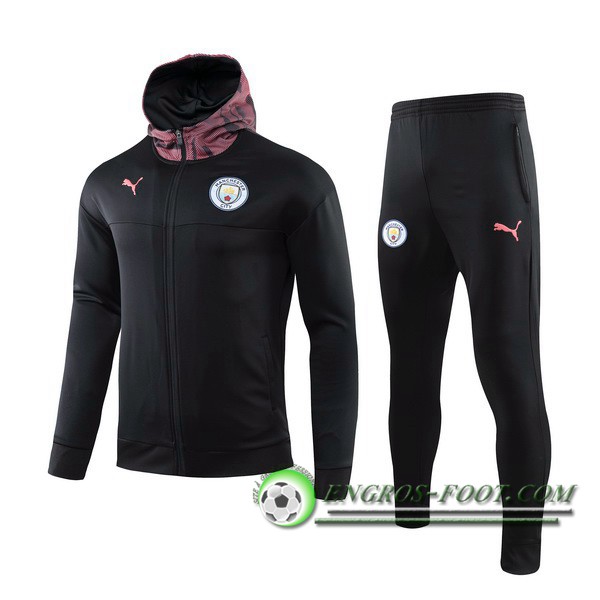 Engros-foot: Veste A Capuche Survetement Foot Manchester City Noir 2019/2020 Thailande