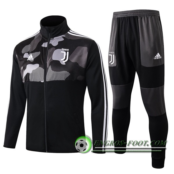 Ensemble Survetement de Foot - Veste Juventus Noir Col Haut 2019/2020