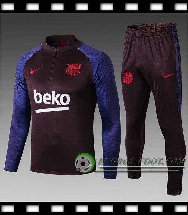 Ensemble Survetement de Foot FC Barcelone Enfant Beko Noir 2019/2020