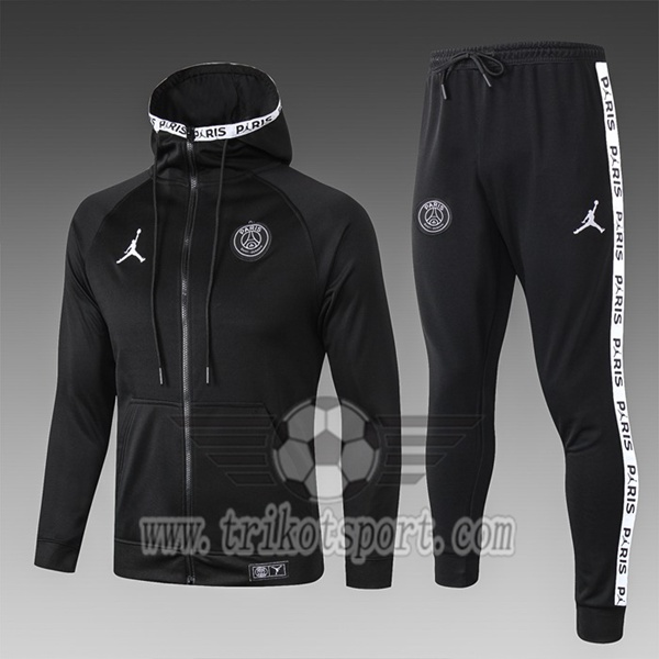 Veste A Capuche Survetement Foot PSG Jordan Enfant Noir 2019/2020