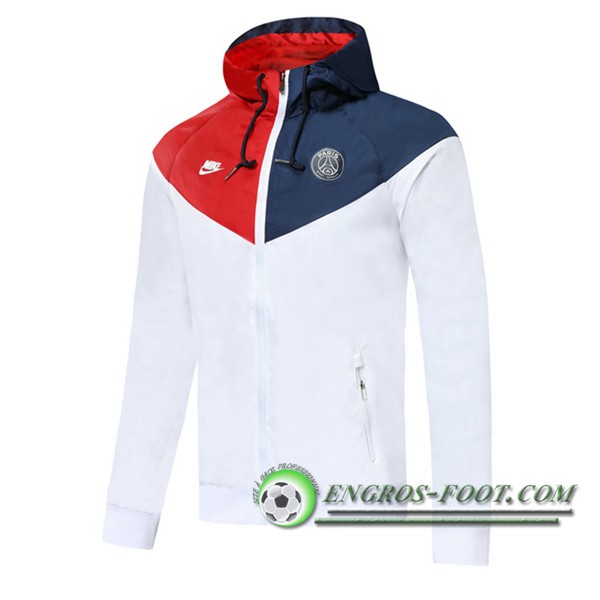 Nouveaux Coupe Vent PSG Blanc/Rouge/Bleu Fonce 2019/2020