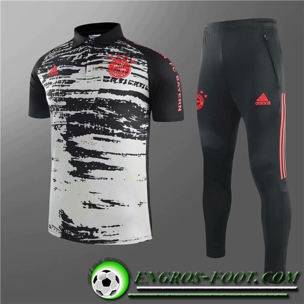 Ensemble Polo Bayern Munich + Pantalon Blanc/Noir 2020/2021