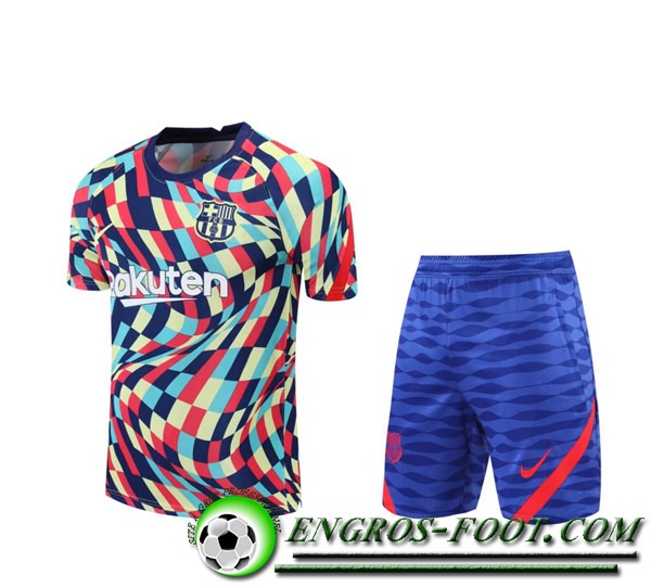 Ensemble Training T-Shirts FC Barcelone + Shorts Jaune/Bleu/Rouge 2020/2021