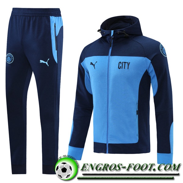 Ensemble Veste A Capuche Survetement - Veste Manchester City Bleu Marin 2020/2021