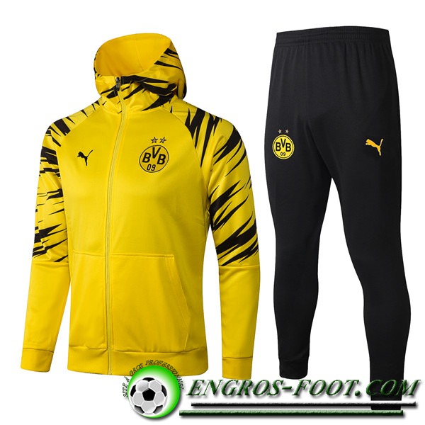 Ensemble Veste A Capuche Survetement - Veste Dortmund BVB Jaune 2020/2021