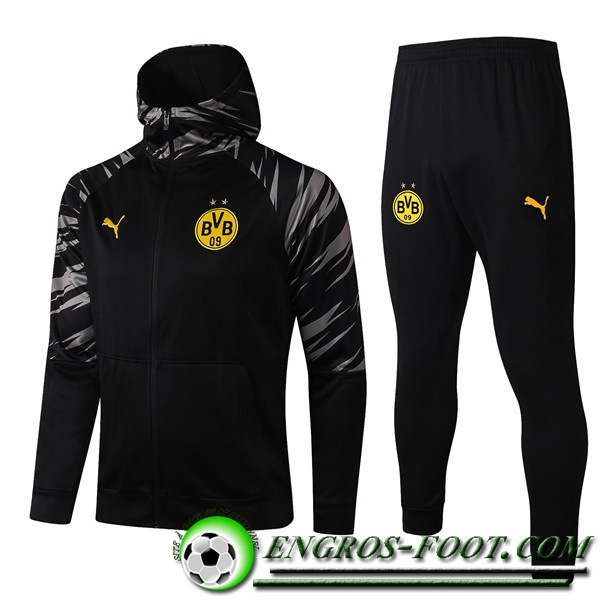 Ensemble Veste A Capuche Survetement - Veste Dortmund BVB Noir 2020/2021