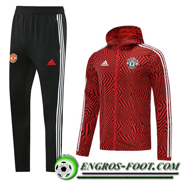 Ensemble Survetement Coupe-vent Manchester United Noir/Rouge 2020/2021