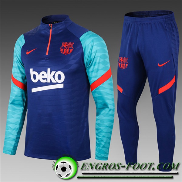 Ensemble Survetement de Foot FC Barcelone Enfant Bleu Marin 2020/2021