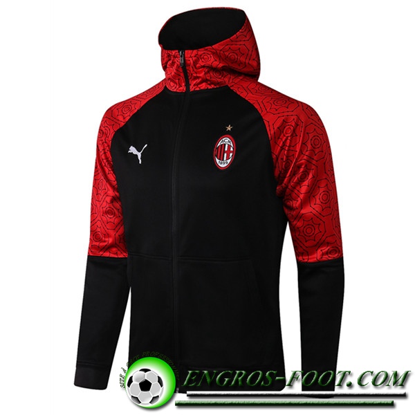 Veste A Capuche Milan AC Noir/Rouge 2020/2021